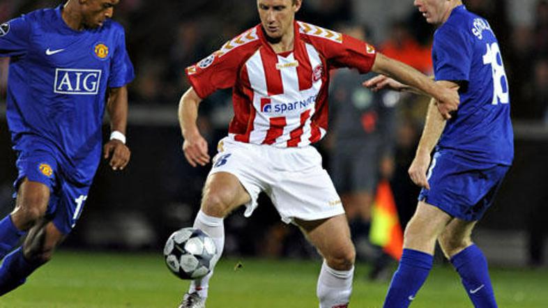 Manchester United je na Danskem ulovil prvo zmago v letošnji Ligi prvakov.