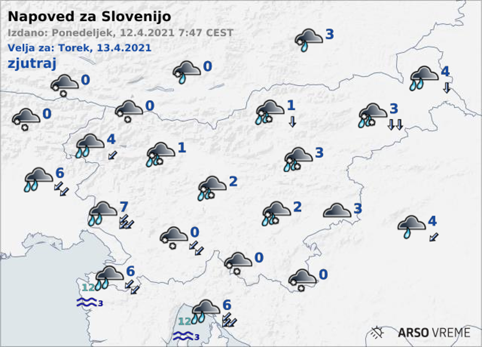 Vreme 13. 4. | Avtor: Arso/meteo.si