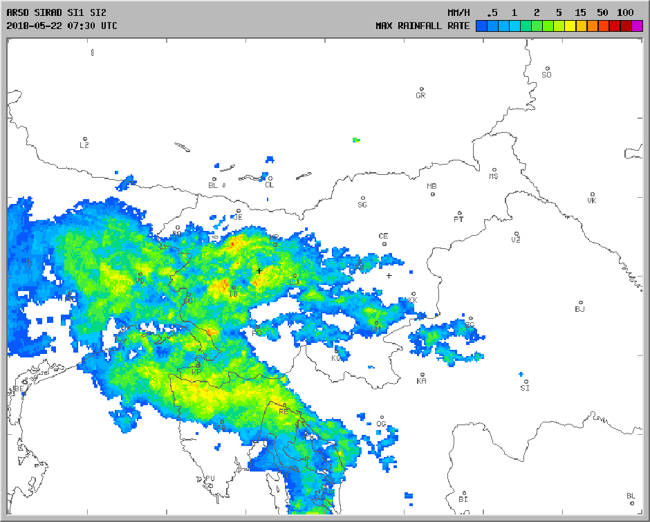 Radarska slika padavin | Avtor: Arso