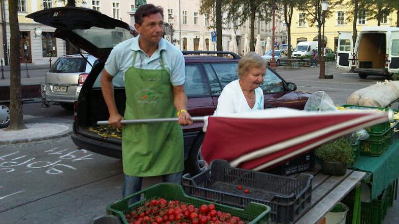 Borut Pahor na tržnici