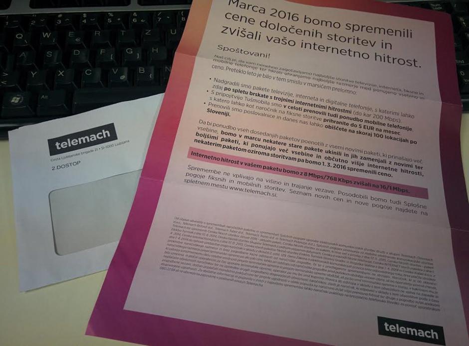 Telemach obvestilo | Avtor: zurnal24.si
