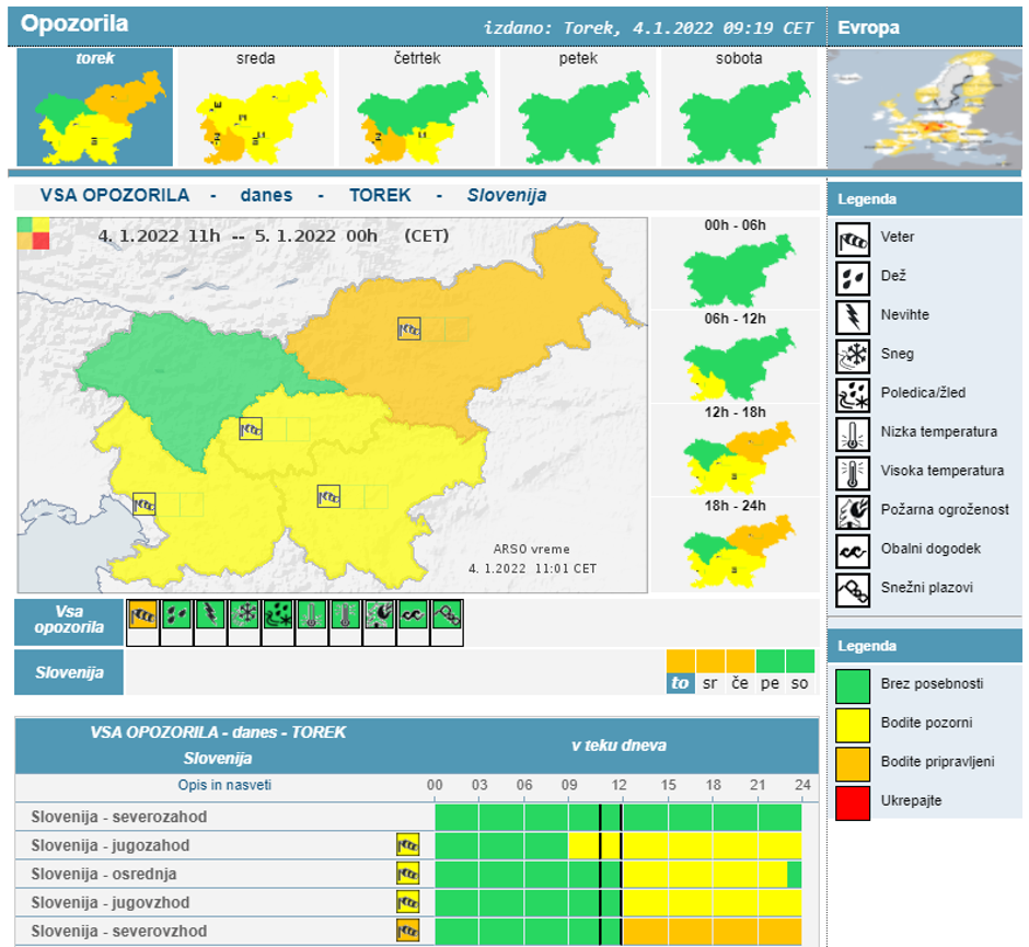 Arso opozorilo 4. 1. 22 | Avtor: Arso 