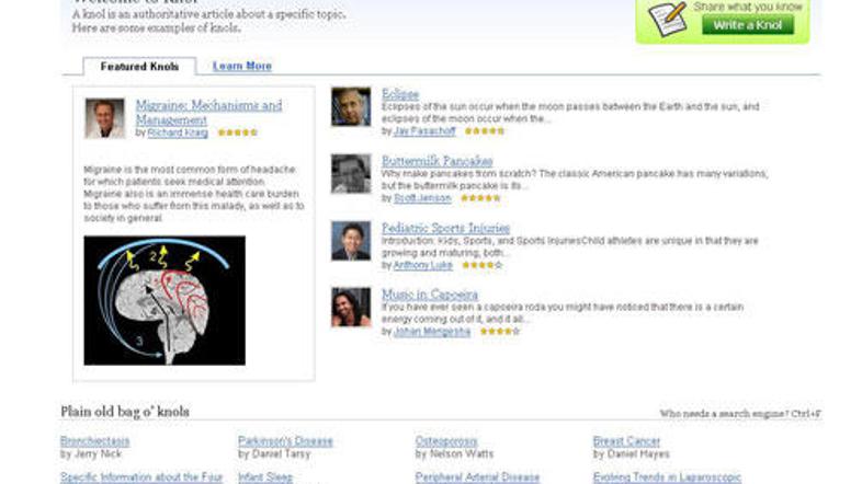 Na spletni strani knol.google.com so že objavljeni prvi članki.