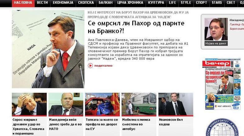 Slovenski premier se zadnje dni pojavlja na naslovnicah in portalih v Makedoniji