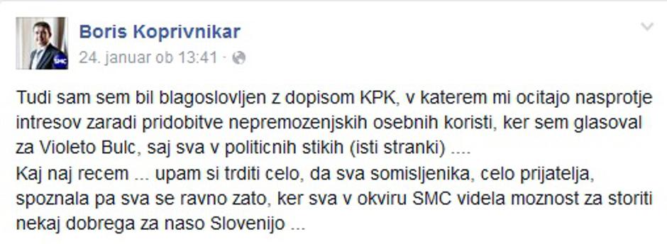 Koprivnikar Facebook | Avtor: Facebook