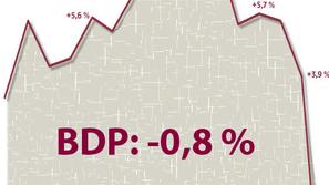 Graf prikazuje rast BDP v odstotkih v posameznem četrtletju glede na isto četrtl