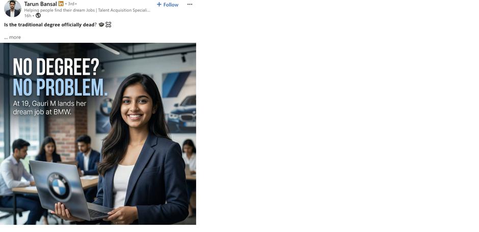 Gauri M. BMW LinkedIn | Avtor: Zajem zaslona