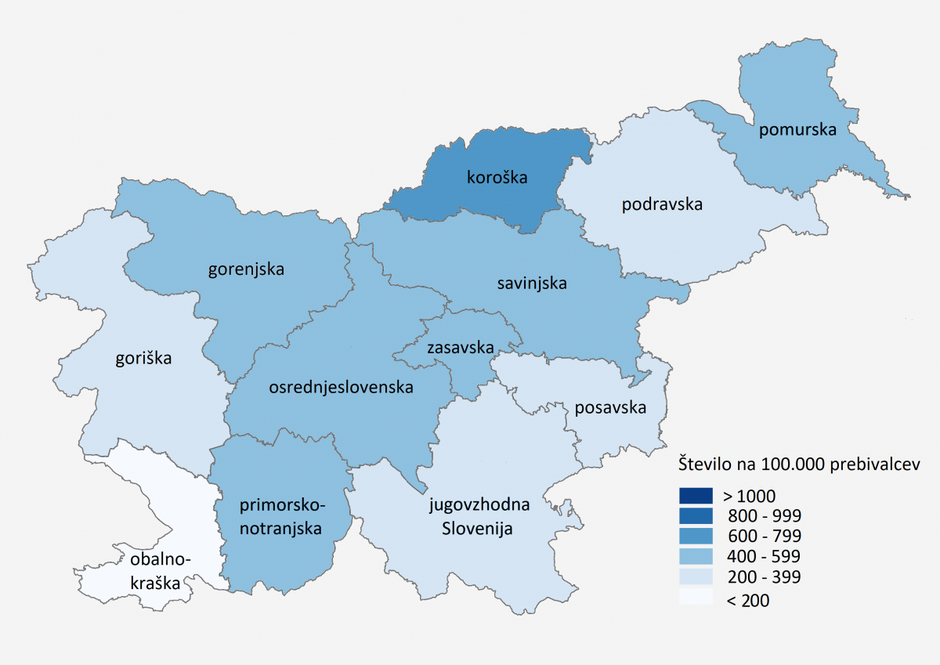 zemljevid covid-19 statistične regije | Avtor: NIJZ