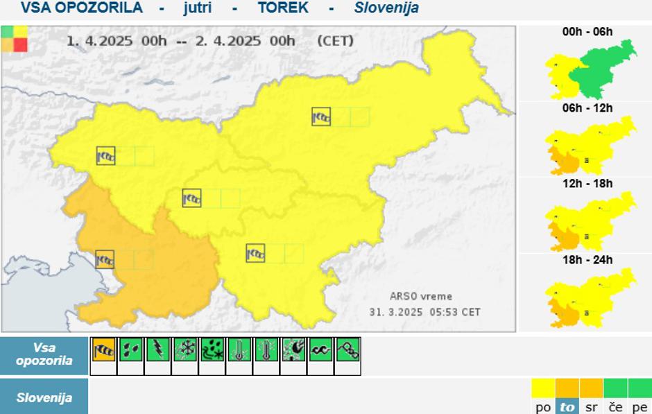 oranžno vremensko opozorilo burja | Avtor: Arso