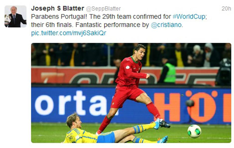 sepp blatter tvit | Avtor: Reševalni pas/Twitter