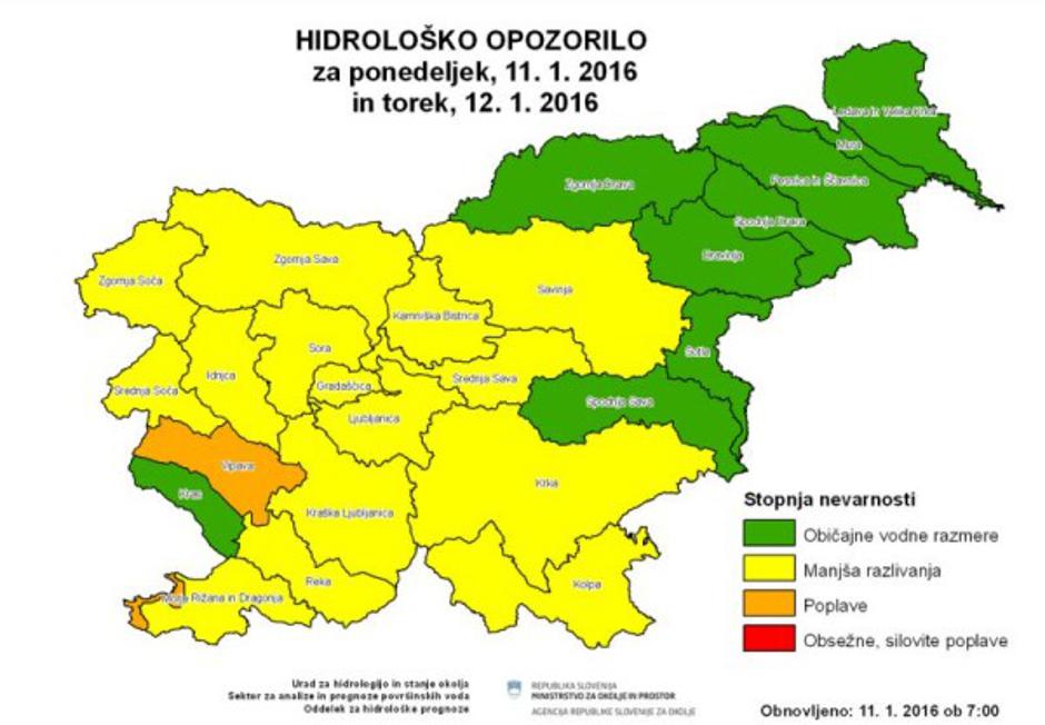 Hidrološko opozorilo | Avtor: Arso
