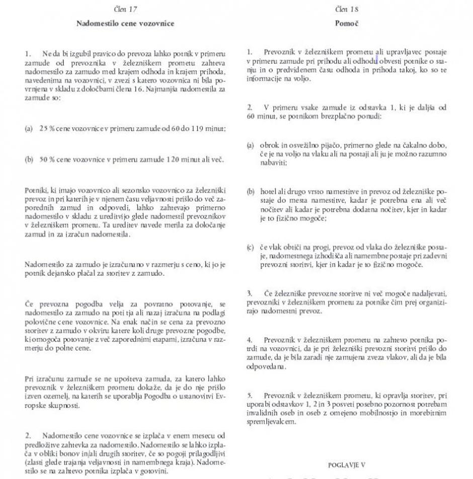 uredba pravice potnikov železniški promet | Avtor: Uradni list Evropske unije