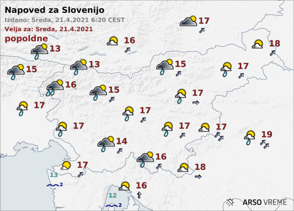 Vreme 21. 4. | Avtor: Arso/meteo.si