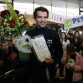Peter Mankoč je na letališču doživel lep sprejem.