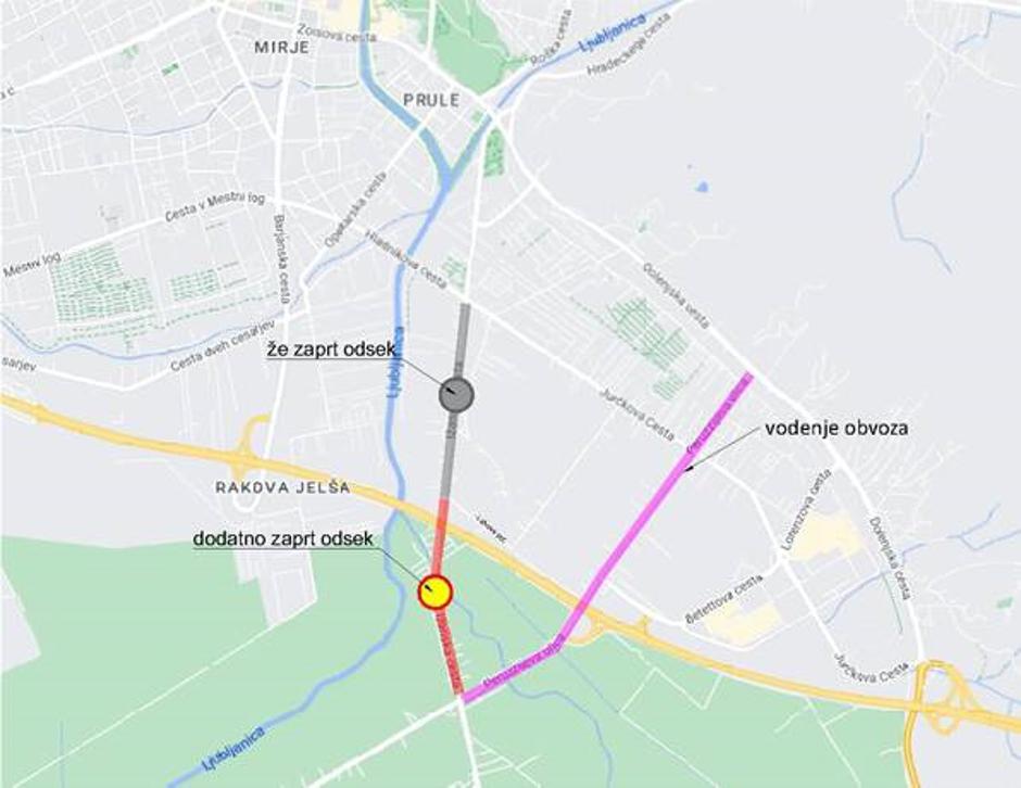 zapora Ižanske ceste v Ljubljani | Avtor: Mestna občina Ljubljana