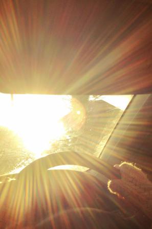 Vožnja, avto, sonce, svetloba