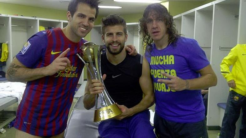 Fabregas Pique Puyol Barcelona Santos svetovno klubsko prvenstvo klubsko SP slač