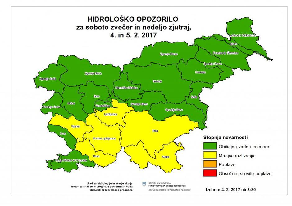 Hidrometeorološko opozorilo | Avtor: Arso