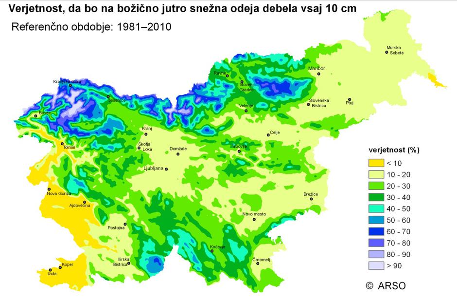 Verjetnost sneženja za božič | Avtor: Arso