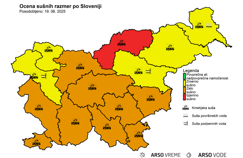 zemljevid sušnih razmer arso | Avtor: ARSO