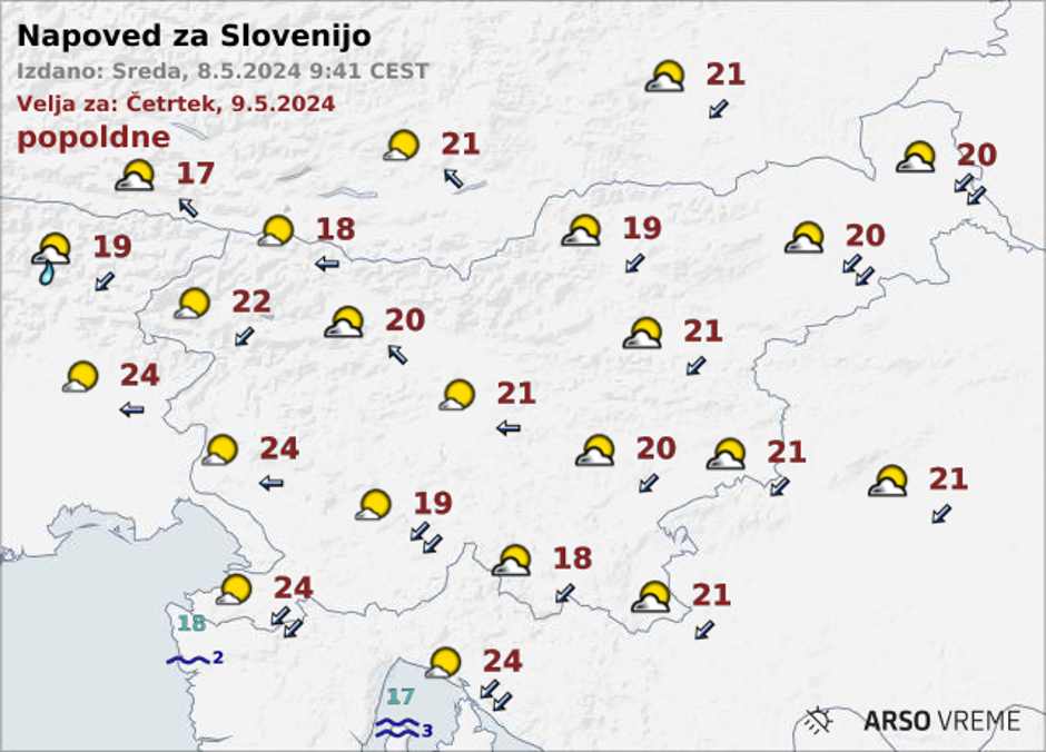 Vreme četrtek | Avtor: Arso