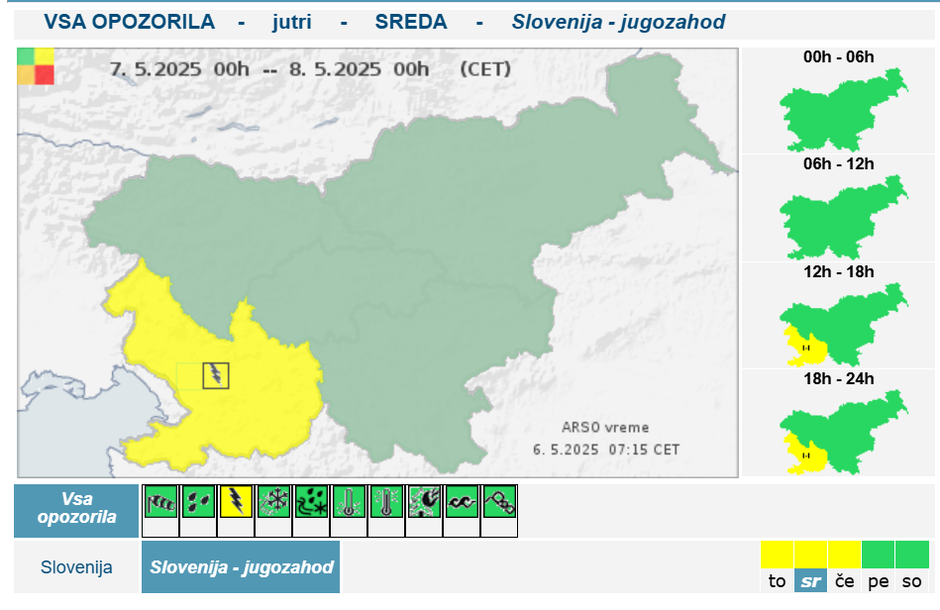 Arso opozorilo - nevihte | Avtor: Arso