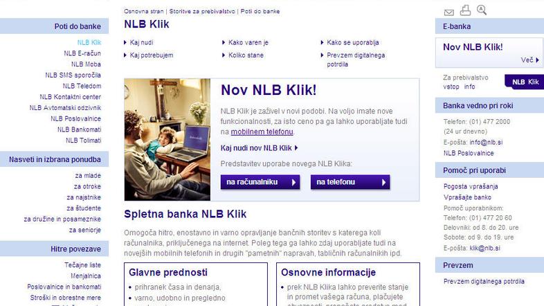 Spletna poslovalnica NLB Klik po novem dostopna tudi z mobilnim telefonom. (NLB)