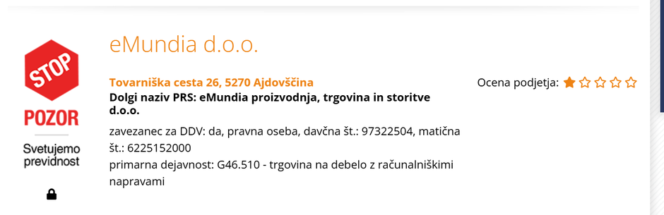 eMundia, opozorilo | Avtor: stop-neplacniki.si