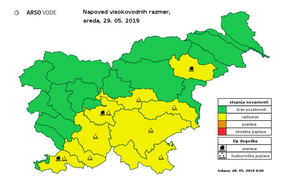 Napoved visokovodnih razmer | Avtor: Arso