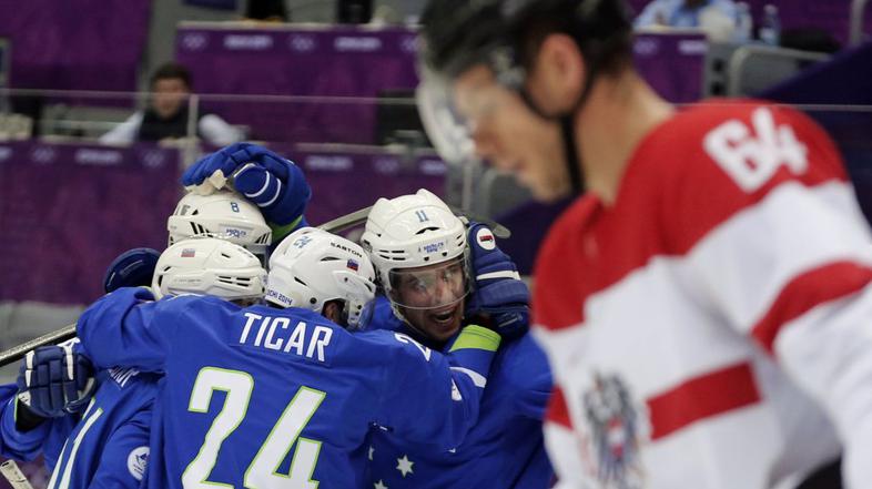 Tičar Kopitar Slovenija Avstrija repesaž za četrtfinale hokej Soči 2014