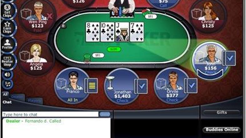 Aplikacija za igranje pokra podjetja WPT na spletni mreži Facebook.