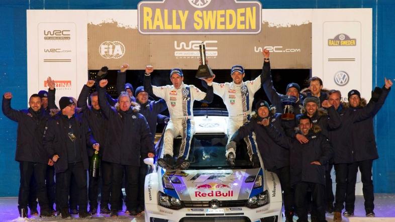 Ogier Ingrassa Volkswagen Polo reli po Švedski Švedska WRC zmaga