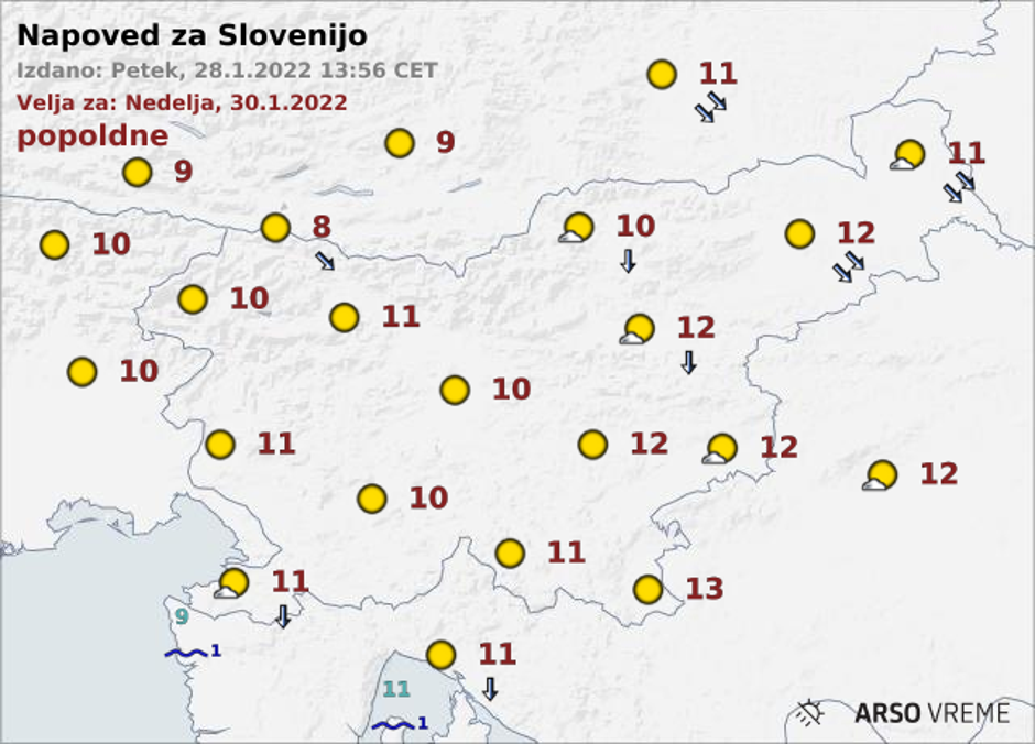 Vreme 30. 1. | Avtor: Arso/meteo.si
