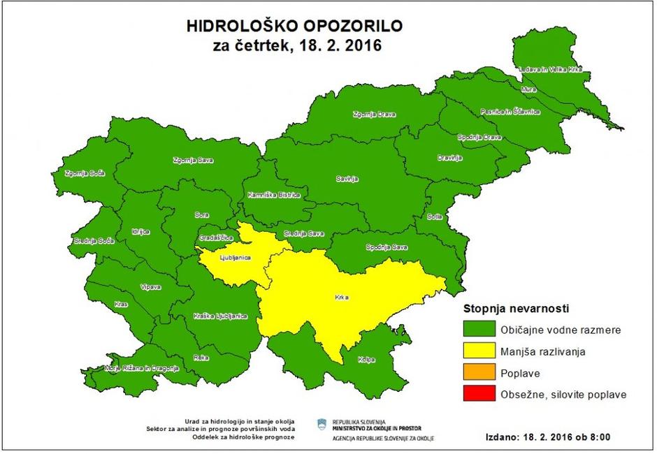 Hidrološko opozorilo | Avtor: Arso