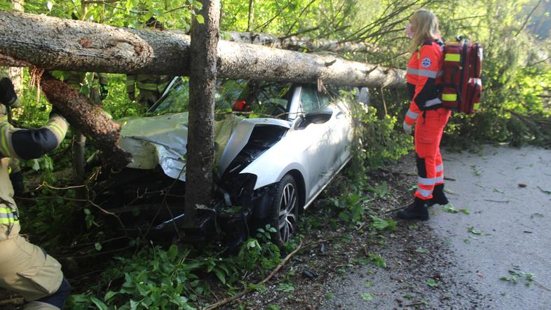 Pri letališču Brnik se je zaletel v drevo