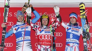 (od leve proti desni): Felix Neureuther, Marcel Hirscher in Victor Muffat-Jeande