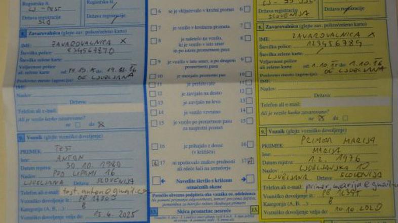 Evropsko poročilo o prometni nezgodi