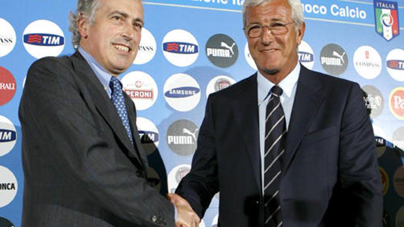 Predsednik italijanske nogometne zveze Giancarlo Abate in Marcello Lippi sta si 