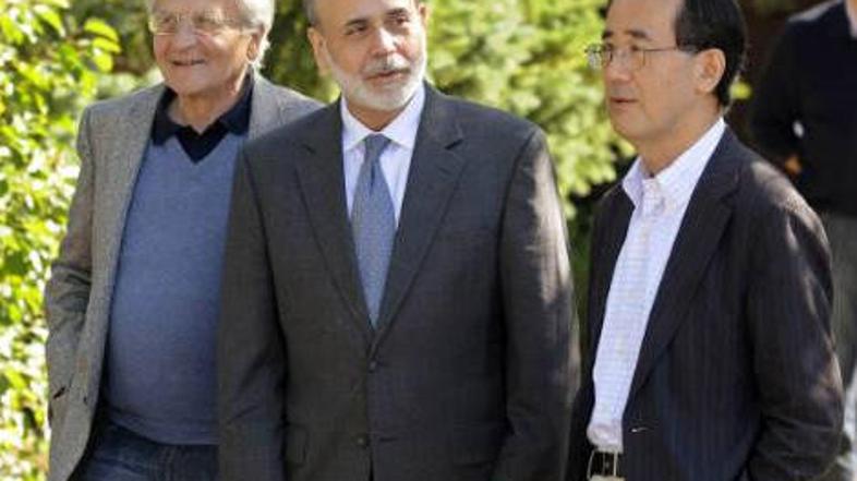 Velika bančna trojica med odmorom na konferenci v mestu Jackson Hole (Wyoming, Z