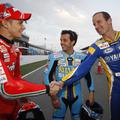 Casey Stoner, Loris Capirossi in Colin Edwards na stezi v Dohi.