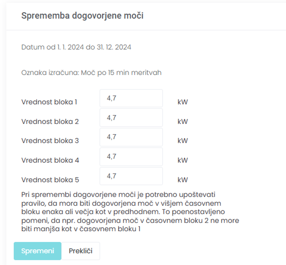 omrežnina sprememba dogovorjene moči moj elektro | Avtor: zajem zaslona