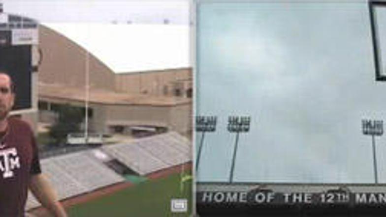 Zadel je z vrha stadiona Texas A&M. Poglejte v videu.