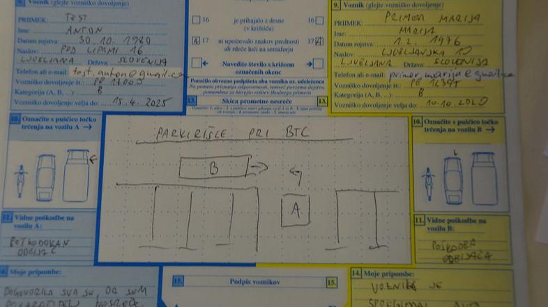 Evropsko poročilo o prometni nezgodi