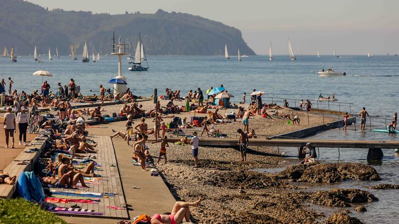 obala, morje, kopalci, plaža