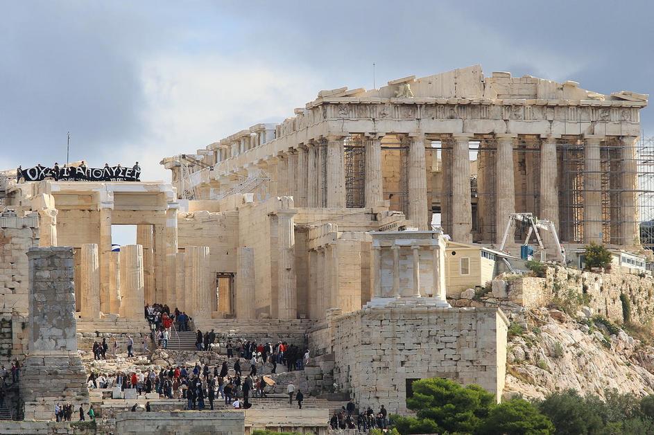 Grčija, protestniki, Akropola, delavci