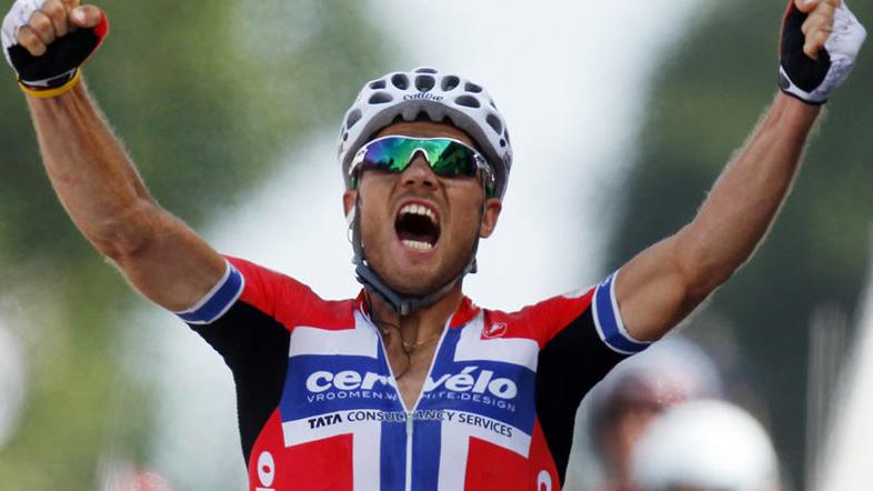 Thor Hushovd se veseli etapne zmage na slovitem Touru. (Foto: Reuters)