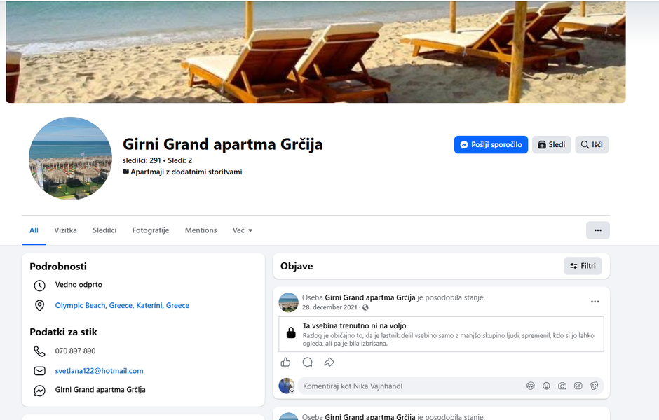 Apartma v Grčiji | Avtor: Facebook/Girni Grand apartma Grčija