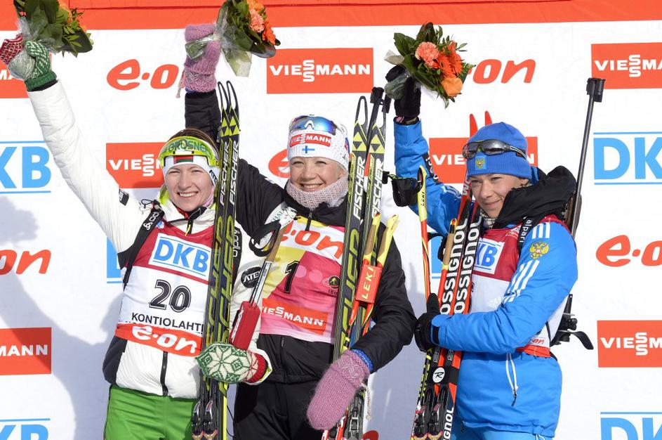 Makarainen Domračeva Zajceva biatlon zasledovalna tekma Kontiolahti