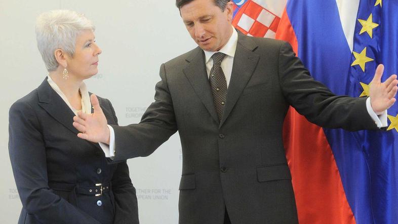 Jadranka Kosor in Borut Pahor (Foto: Nik Rovan)