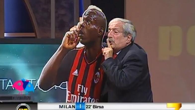 Balotelli Crudeli Birsa studio gol zadetek slavje prst na usta ustih